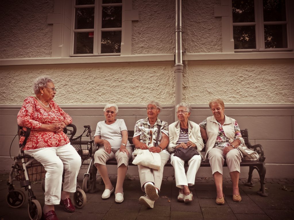 Elderly ladies on a bench