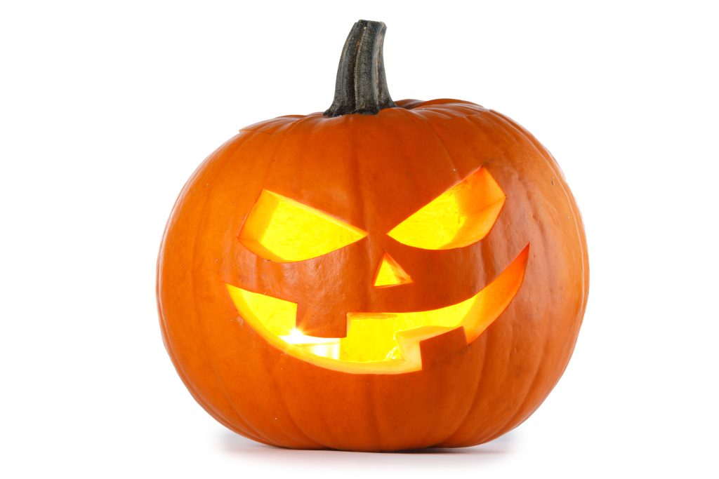 Glowing,Halloween,Pumpkin,Isolated,On,White,Background