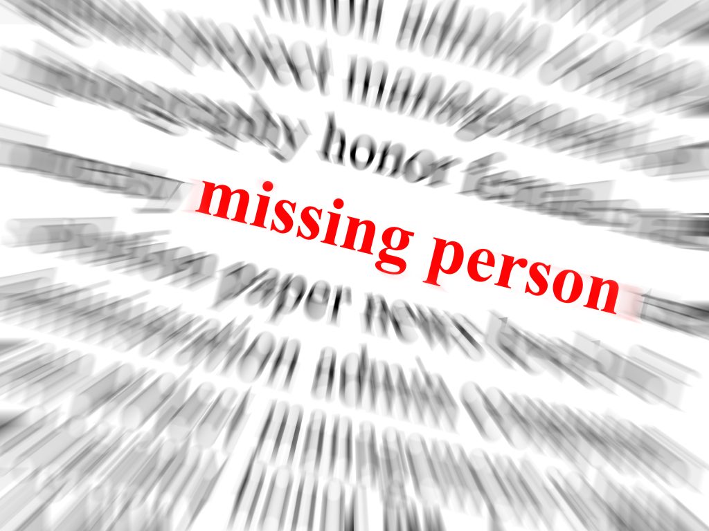 The,Text,Missing,Person,In,Red,And,In,Focus.,Surrounding